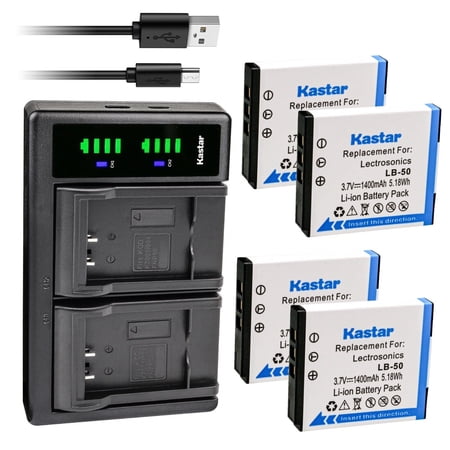 Kastar 4-Pack Battery and LTD2 USB Charger Compatible with Lectrosonics LB-50 Battery Lectrosonics 40117 Lectrosonics SSM Transmitter & IFBR1B Receiver IFBR1B Bodypack Receiver