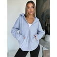 thumbnail image 6 of Womens Zip Up Hoodies Oversized Sweatshirts Fall School Fashion Outfits Casual Jackets Winter Clothes Light Gray XXXL, 6 of 9