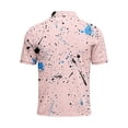 thumbnail image 3 of Golf Shirts for Men Performance Short Sleeve Print Moisture Wicking Polo Shirt Pink 2XL, 3 of 4