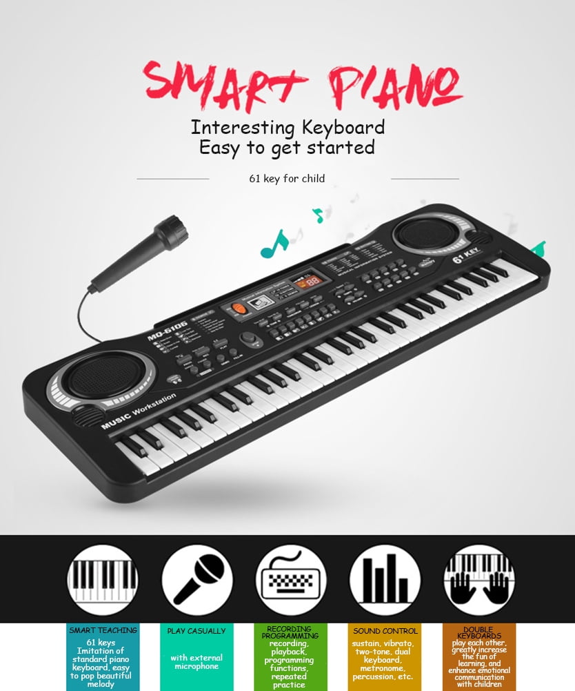 Costyle 61 Keys Music Electronic Keyboard Kid Electric Piano Organ W/Mic & Adapter
