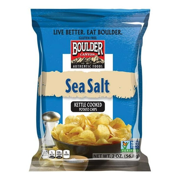 Boulder Canyon 9609843 2 oz Sea Salt Kettle Cooked Potato Chips Case