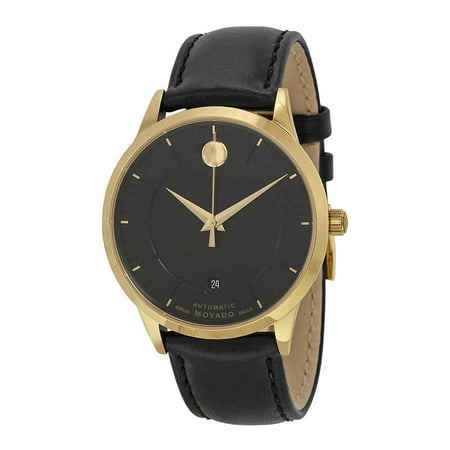 Movado 1881 Automatic Black Dial Black Leather Mens Watch 0606875