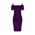 thumbnail image 5 of Bigersell Formal Gowns and Evening Dresses Deals Female V-Neck Short Sleeve Knee Length Night Out Dress Style D-119 Short Dresses Plus Size Summer Dresses , Purple S, 5 of 8