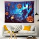 thumbnail image 5 of Halloween Tapestry Terror Pumpkin Jack-O-Lantern Wall Decor Night Spooky Jungle Tapestry Hunted House Photo Wall Art for Bedroom Home Dorm Halloween D, 5 of 5