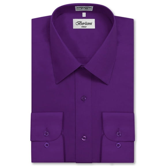 Berlioni Italy Men's Long Sleeve Solid Premium Dress Shirt