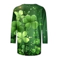 thumbnail image 4 of lcziwo Women's St. Patrick's Day Shirt Green Tops Funny St Patricks Day Lucky Irish Shamrock Crew Neck Tee 3/4 Sleeve Graphics T-Shirt 2025 Green,XXXXXL, 4 of 5