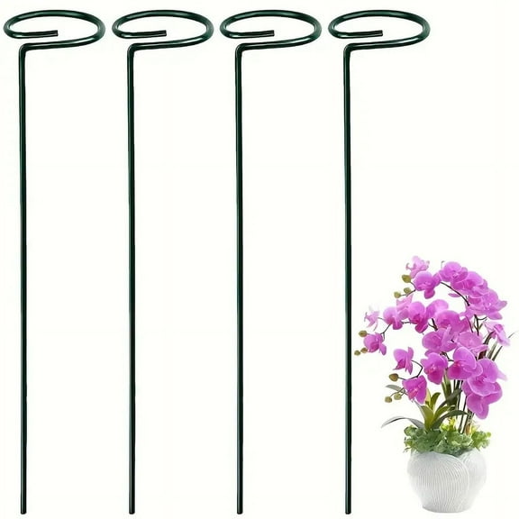HOMNEER 4PCS Garden Plant Stakes for Flowers, Metal Single Stem Plant Support, Flower Support for Tomatoes, Peony and Rose -15.9 inch