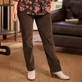 thumbnail image 5 of Pantalones casuales rectos de pana de color liso con cintura elástica para otoño e invierno para mujer, 5 of 5