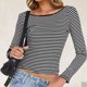 thumbnail image 2 of TaTaai Womens Casual Striped Long Sleeve Crew Neck Pullover Top Soft Breathable Print Fabric Basic Fashion Blouse Comfortable Daily Wear Shirt For All Season Gift, 2 of 7