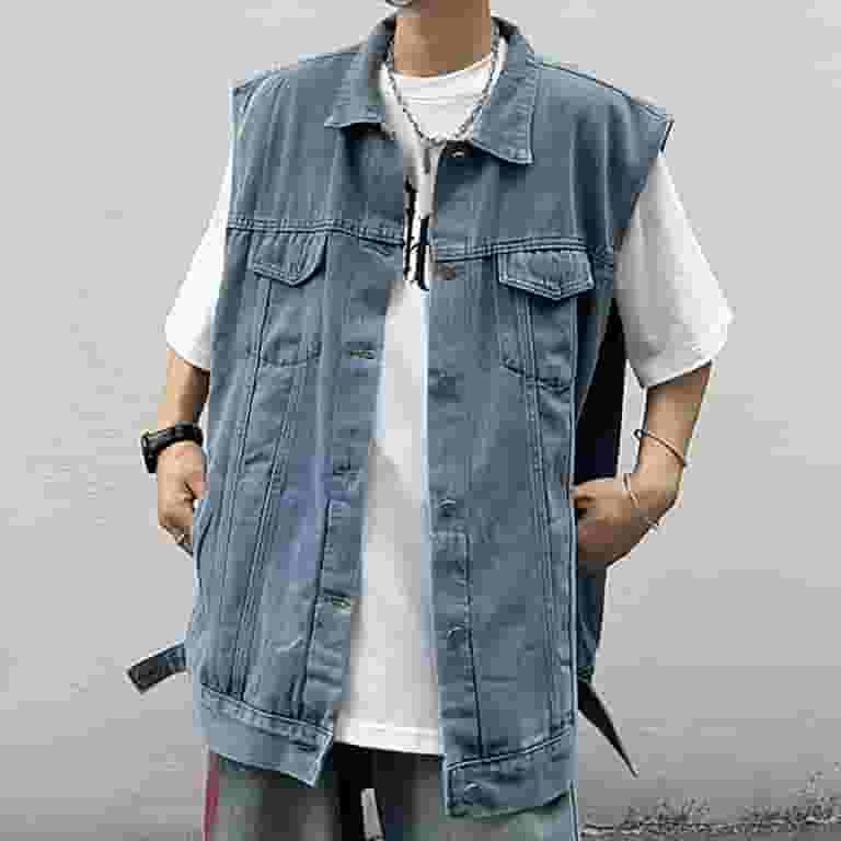 JUUYY Men's Casual Denim Vest Oversized Loose Fit Classic JUUYY Men's Casual Denim Vest Oversized Loose Fit Classic