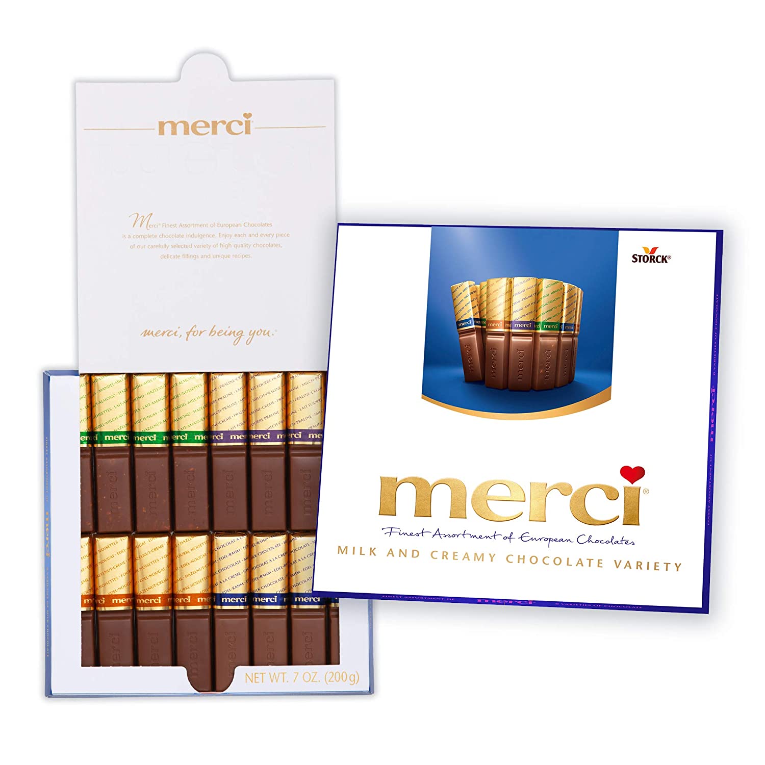 MERCI Finest Assortment of European Milk Chocolates, 7 Ounce Box (Pack