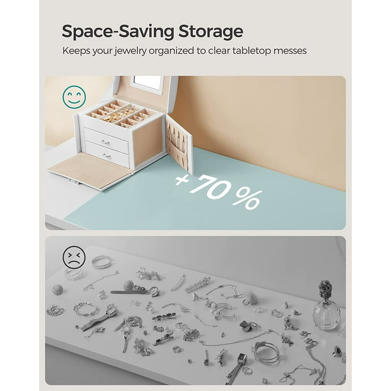 TAVADA Portagioielli Con 2 Cassetti E Serratura - Organizer Elegante In Pelle Per Gioielli - Foto 14