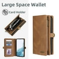 thumbnail image 4 of Allytech Detachable Magnetic Wallet Case for Samsung Galaxy S24 with Wrist Strap, Large Capacity Luxury PU Leather Card Slots Zipper Cash Pocket Shockproof Protective Wallet Case - Brown, 4 of 7