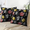 thumbnail image 3 of LALILO Throw Pillow Covers Floral With Red And Yellow Roses Black Cushion Cover 18" x 18", 2 Pack, 3 of 6