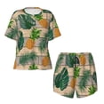 thumbnail image 4 of Picia Pineapples Palm Leaves Pajamas Sets for Women Soft Short-Sleeved Pjs with Lounge Shorts Two Piece Sleepwear-Medium, 4 of 9