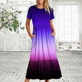 thumbnail image 2 of Plus Size Maxi Dress for Women 2024 Summer Fashion Casual Short Sleeve Crewneck Dress Casual Flowy Tiered Maxi Beach Dress With Pockets Gradient Print Dress Gift for Women on Clearance!, 2 of 7