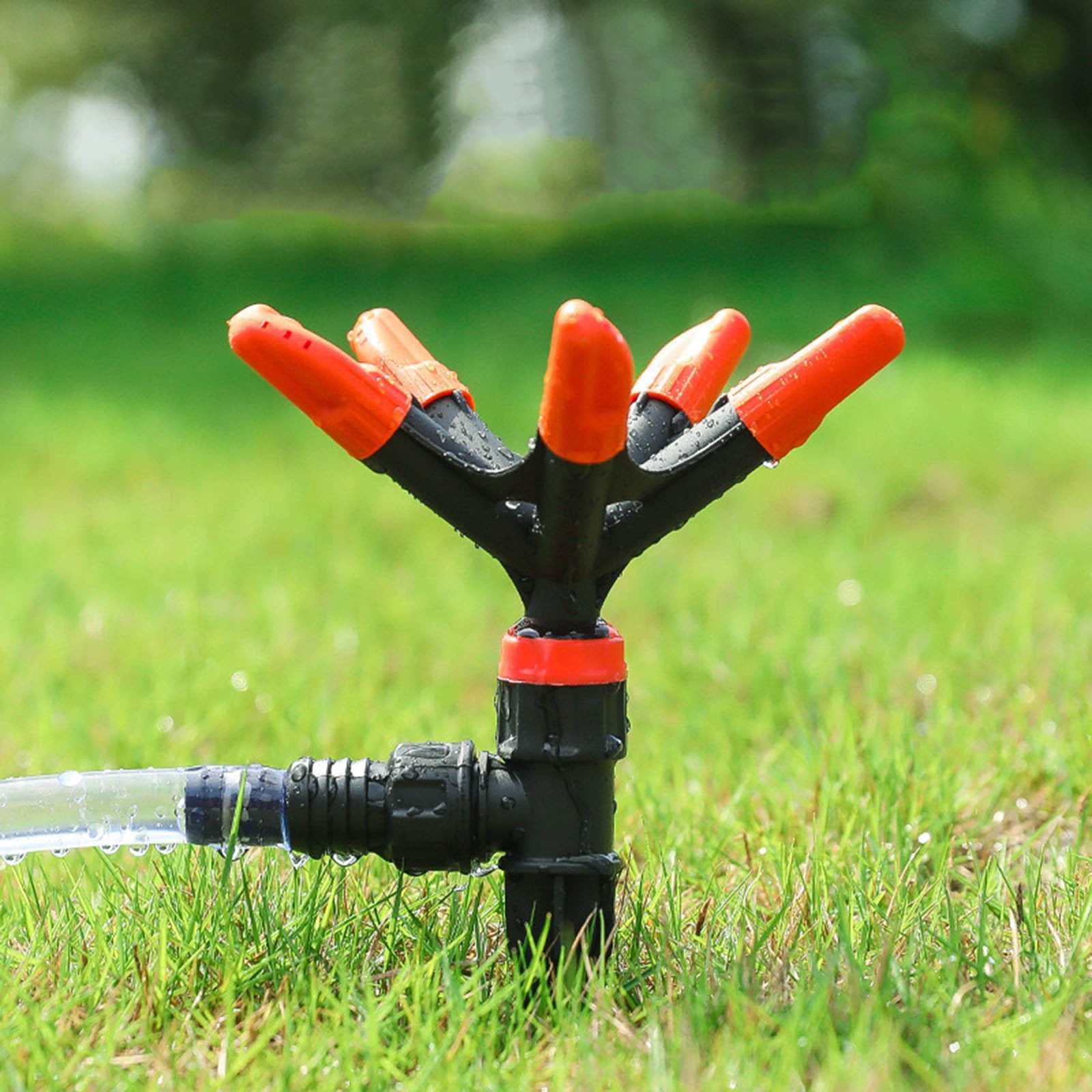 360 Degree Rotating Lawn Sprinkler - Automatic Yard Watering System for Large Areas, Adjustable Spray Pattern Garden Sprinkler for Lawn, Flower Beds & Vegetable Gardens, Durable Metal Base