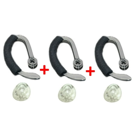 3X Replacement Same Size Earbuds Ear Tips + Ear Hook Loops + Foam Spare Fit Kit for Plantronics CS540 Savi W440 W740 W745 WH500 EarLoops EarHook Ear Bud Sleeve Part Size Small