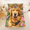 thumbnail image 4 of Manfei Retriever Dog Art King Sheets, Rustic Wildflower Bedding, Orange Green, 4 Pieces, 1 Flat Sheet, 1 Fitted Sheet and 2 Pillowcases, 4 of 6