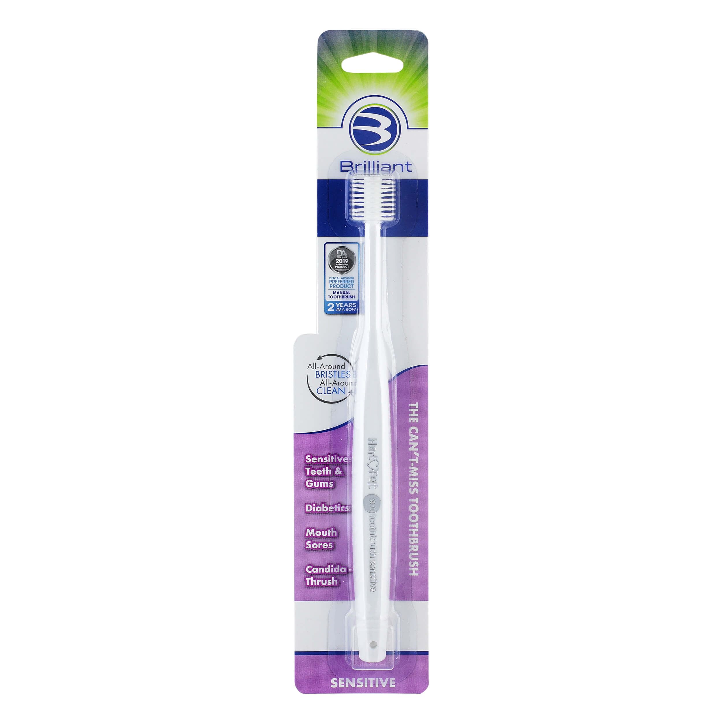 Brilliant Sensitive Round Head Toothbrush, Over 15,000 Bristles Great