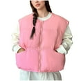 thumbnail image 2 of Xdegoge Women Vest Round Neck Zip Up Fluffy Oversized Cute Puffer Vest Casual Outdoor Winter Fashion Sleeveless Quilted Jacket with Pocket Plain Y2K Outfits 2025, 2 of 9