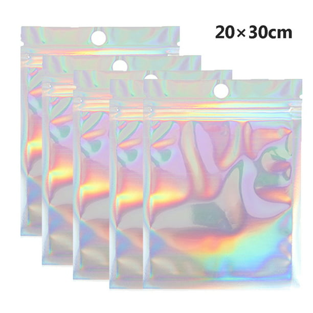 SEARCHI 20 Pcs Resealable Holographic Bags, Small Ziplock Plastic Mylar ...