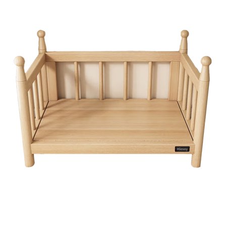 Hiesoy Beds for household pets, Pet Bed Wooden Dog Bed Elevated Cooling Pet Bed with Rails and Cushion Pet Shelter