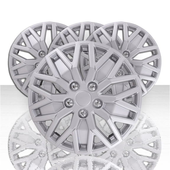 Set of 4 10 Y Spoke Style Snap-On Wheel Covers for 15-inch Wheels - Silver