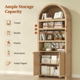 thumbnail image 3 of 81" Tall Arched Cabinets,Bookcase with storage,Mid-Century Modern 6-Tier Bookshelf with Door,2 Book Risers and Adjustable Shelves offering more storage space for Living Room,Kitchen,Home Office,Oak, 3 of 8