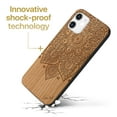 thumbnail image 3 of Case Yard Wooden Case Outside Soft TPU Silicone, Slim Fit Shockproof Wood Protective Phone Cover for Girls Boys Men and Women, Supports Wireless Charging Lara Mandala Design case for iPhone-12-Mini, 3 of 7