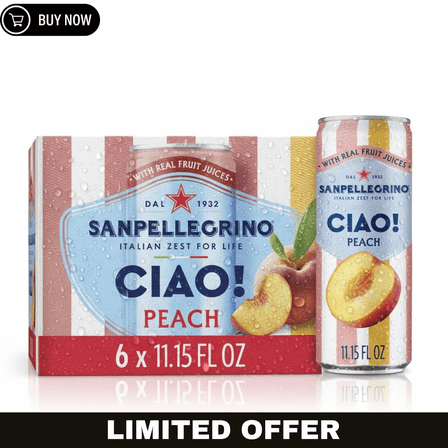 San Pellegrino Ciao Peach Sparkling Water 66.954 oz 6 Cans