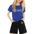 thumbnail image 1 of XDZJLR Tenues pour Filles T-Shirt Imprimé Col Rond Manches Courtes pour Garçons et Ensembles 4-5 Ans, 1 of 4