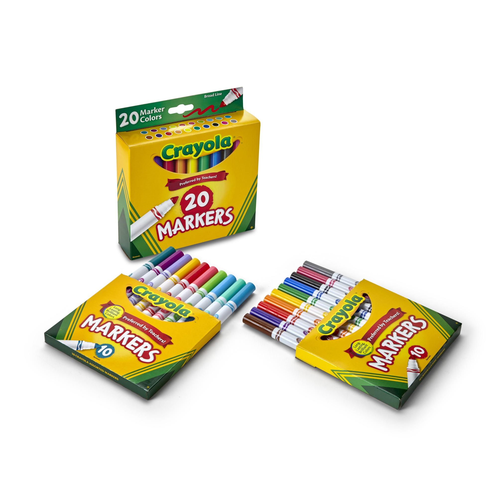 Marcadores Crayola Broad Line, 20 Colores Clásicos, Útiles Escolares para Maestros y Niños, Suministros para el Aula 2