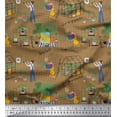 thumbnail image 1 of Soimoi Silk Fabric Tropical Leaves,Leopard & Girl Scene Decor Fabric Printed Yard 42 Inch Wide, 1 of 3
