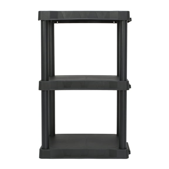 Hyper Tough Black Plastic 3-Tier 32" H x 20.07" W x 12" D, 150lb Total Capacity
