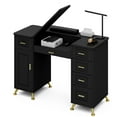 thumbnail image 2 of Advwin Manicure Table with Removable Panel, Nail Tech Desk with Dust Collector, Drawers & Storage Cabinet, Professional Nail Station for Salon or Home Studio, Black, 2 of 10