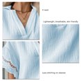 thumbnail image 4 of Camisa casual de mujer camisa de manga corta de mujer top de manga corta de mujer top de verano de mujer Camisa casual de mujer cuello en V manga corta de color sólido costura de ANGGREK Otros, 4 of 5