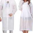 thumbnail image 1 of Poncho de lluvia reutilizable de EVA grueso para adultos, transparente y duradero, impermeable y liviano, ideal para actividades al aire libre, incluye capucha con cordón y mangas elásticas, paquete, 1 of 5