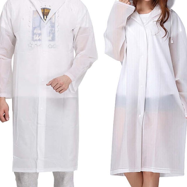 Poncho de lluvia reutilizable de EVA grueso para adultos, transparente y duradero, impermeable y liviano, ideal para actividades al aire libre, incluye capucha con cordón y mangas elásticas, paquete