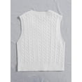 thumbnail image 2 of Hotian Women Cable Knit Sweater Vest V Neck Pullover White L, 2 of 6