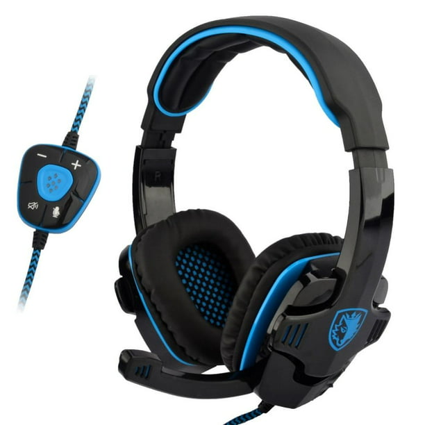 Sades Sa 901 Professional Usb Pc Gaming Headset 7 1 Surround Stereo Headband Headphone With Microphone Black Blue Walmart Com Walmart Com