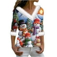 thumbnail image 1 of Birdeem Joyeux Noël Blouse Décontractée à Manches Longues Col en V pour Femmes, 1 of 1