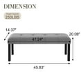 thumbnail image 4 of GZXS 47.24" Linen Upholstered End of Bed Bench with Tufted Button Seat, Farmhouse Padded Dining Bench with Solid Wood Legs, for Kitchen, Living Room, Hallway (Gray), 4 of 8