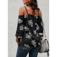 thumbnail image 3 of Asyoly Womens Tops Summer Casual Cold Shoulder 3/4 Sleeve Top Leopard Print Mesh Pullover Loose Fit Shirts, 3 of 5