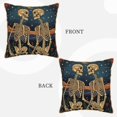 thumbnail image 3 of Fotbe Romantic Skeletons Under Moon Pattern Velvet Decorative Throw Pillow Covers with Elegant Piping, Soft Plush Cushion Cover for Sofa, Bed, Car, Office-16"x16", 3 of 8