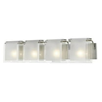 4 Light Steel Vanity Light Fixture with Clear Beveled/Frosted Glass-7 inches H By 30.66 inches W-Brushed Nickel Finish Bailey Street Home