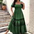 thumbnail image 2 of CIENVNSTG Women's 2026 Summer Short Sleeves Boho Floral Print Square Neck Beach Casual Flowy Long Maxi Dress Loose Vacation Sundress Green XL, 2 of 6