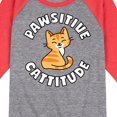 thumbnail image 3 of Pawsitive Cattitude  - Toddler And Youth Raglan Graphic T-Shirt, 3 of 7