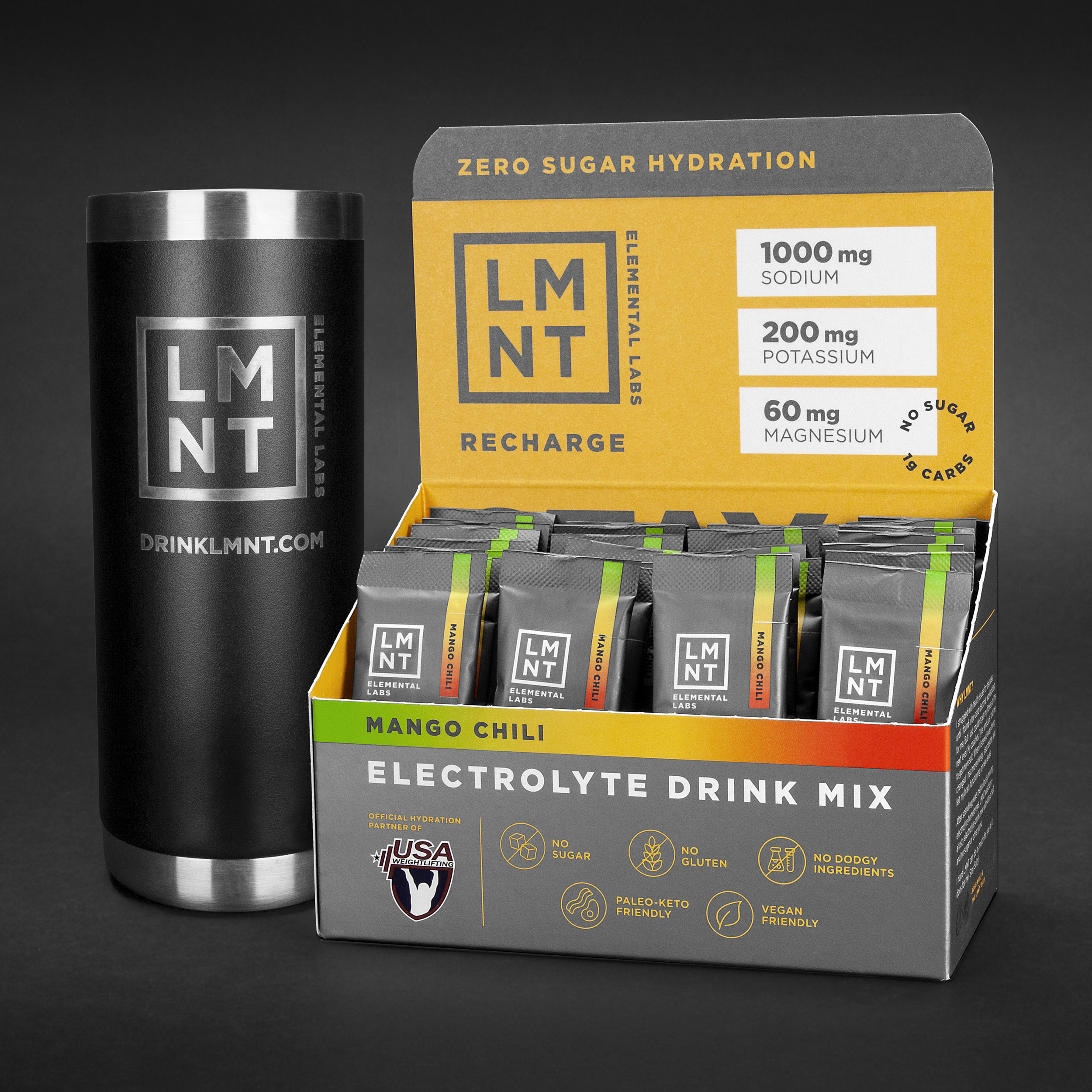 LMNT Electrolyte Drink Mix | Hydration Powder | Keto & Paleo | No Sugar, No Artificial Ingredients | Mango Chili | 30 Stick Packs - image 3 of 8