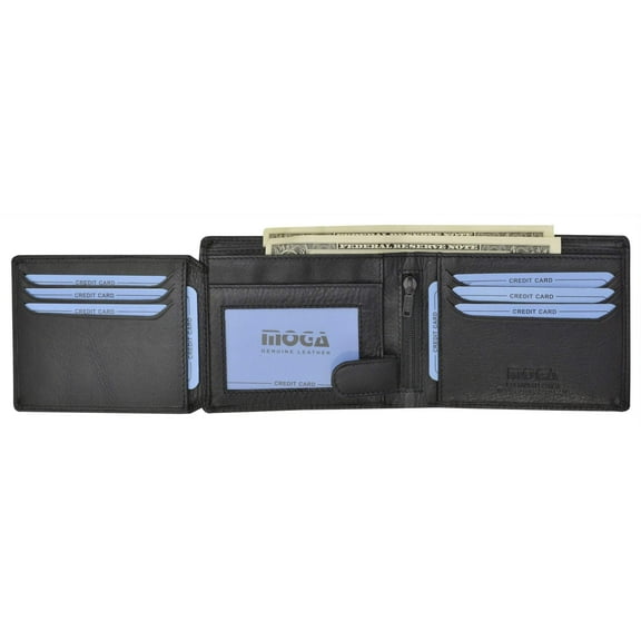 Moga Mens Genuine Handmade Leather Bifold Credit Card ID Holder Wallet 91533
